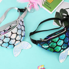 Colorful Laser Sequin Mermaid Fish Tail Waist Bag