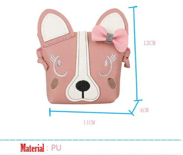 Mini Dog Bow Leather Coin Bag Girl Coin Purse Baby Girl Children Cartoon Wallets