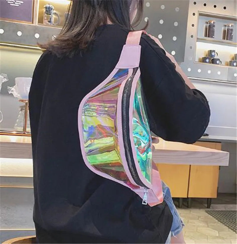 PVC Waterproof Transparent Belt Bum Bag Punk Holographic Fanny Pack