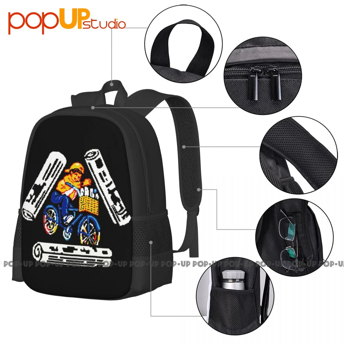 Palaca Bike Pattern Backpack Large Capacity Sports Bag