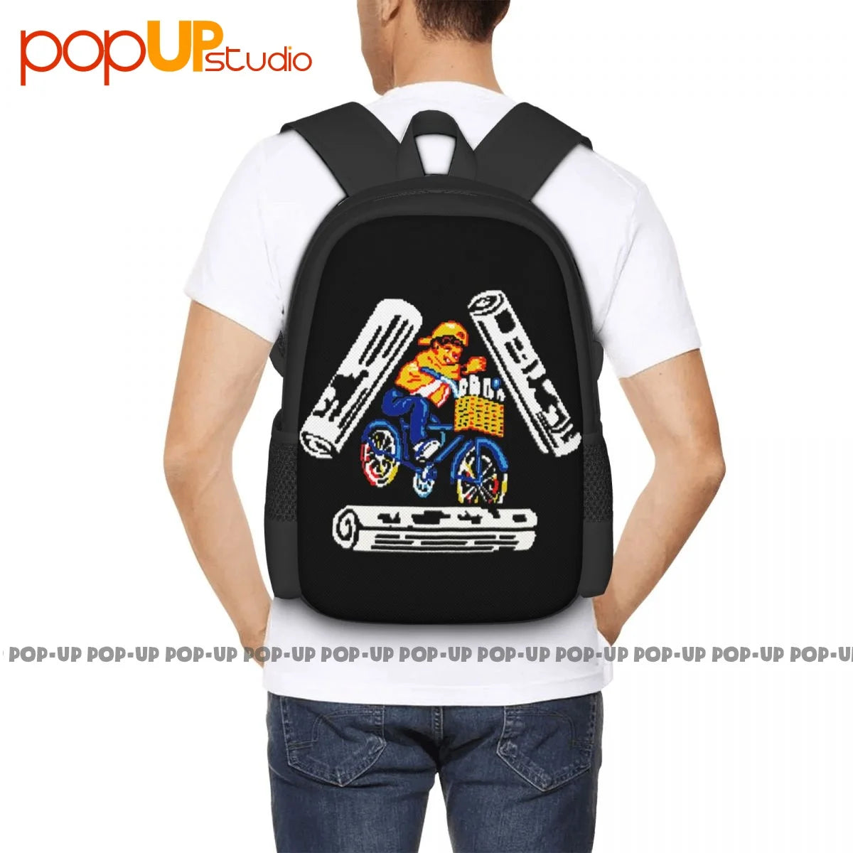 Palaca Bike Pattern Backpack Large Capacity Sports Bag