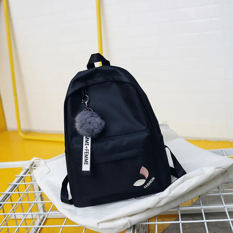 Solid backpack girl school bags for teenage College wind Women SchoolBag