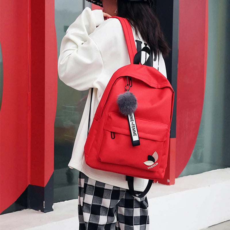 Solid backpack girl school bags for teenage College wind Women SchoolBag