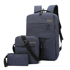 USB Charging Canvas Backpack 3 Pcs/set Schoolbag For Teenagers