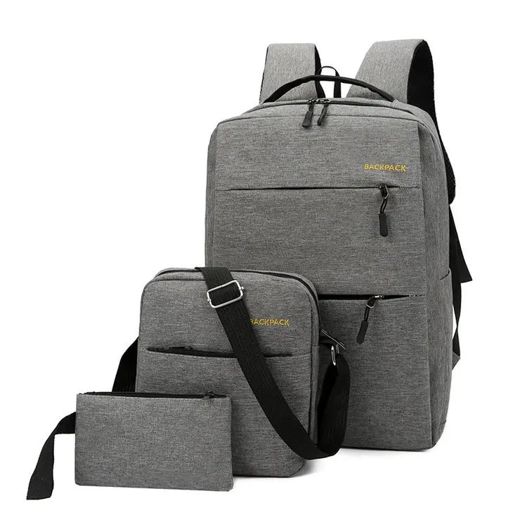 USB Charging Canvas Backpack 3 Pcs/set Schoolbag For Teenagers