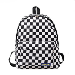 Plaid Nylon Female Travel Daypack Laptop Backpack