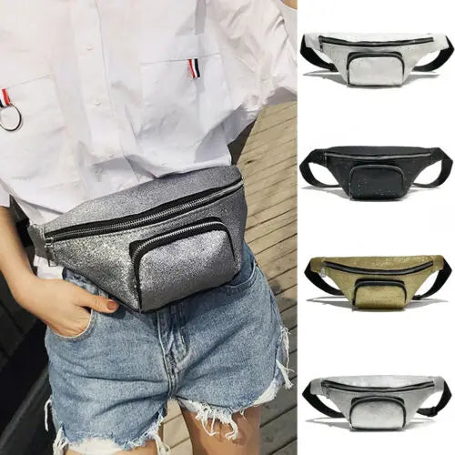 Women Lady Waist Fanny Pack Belt Bag Pouch Travel Hip Bum Bag Ladies Sequins