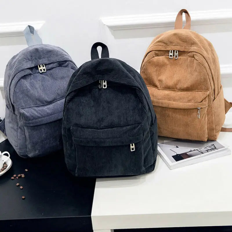 Women Corduroy Backpack Tote School Bags For Teens
