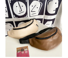 Women Waist Bag Fanny Pack PU Leather Solid Chest Bag Belt Purse Small Purse
