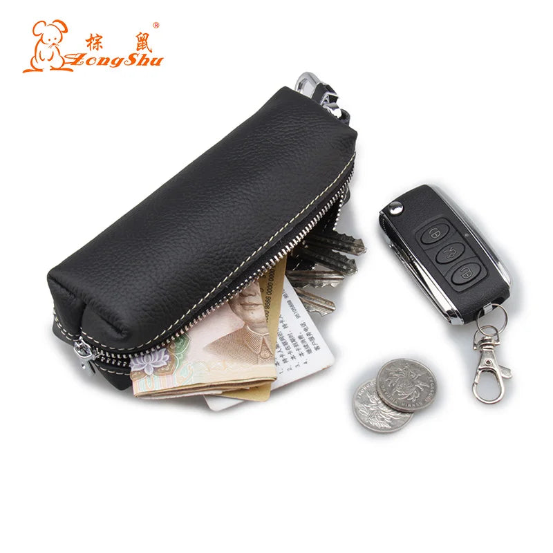 Leather Housekeeper Keychains Purse for Women & Men