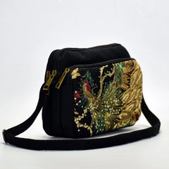 National Wind Embroidered Handbags Peacock Embroidery Canvas Three Bags