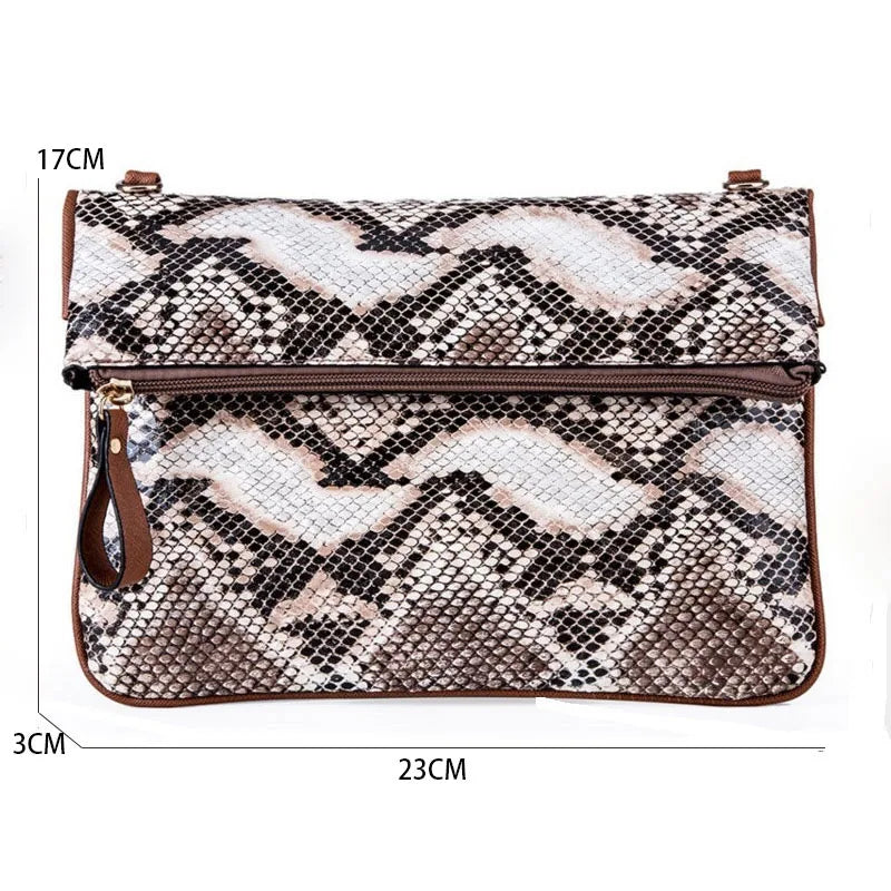 Women's Snakeskin Messenger Shoulder Bag Clutch Bag LS114