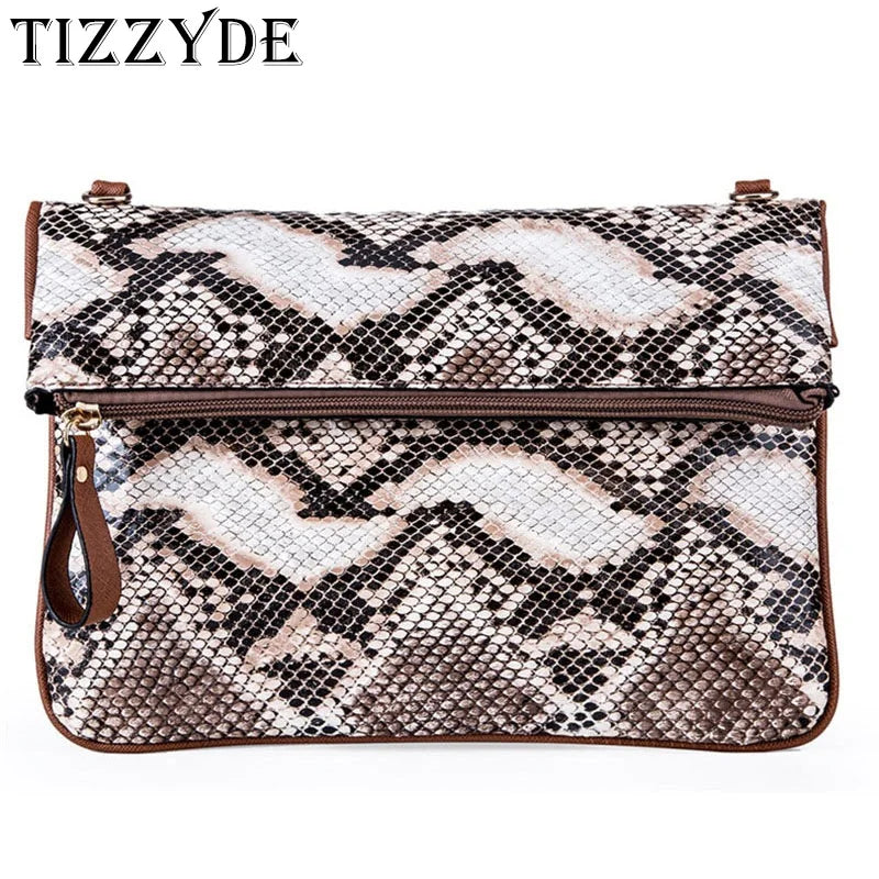 Women's Snakeskin Messenger Shoulder Bag Clutch Bag LS114
