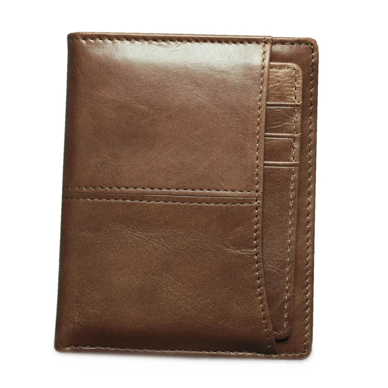 Spring Oil Skin Short Leather Wallet Vintage Short Wallets