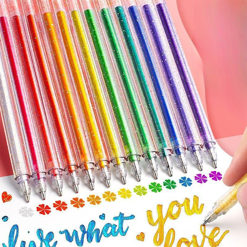22pcs 36 Colored Glitter Gel Pen Educational Kaleidoscope Toy Variety Magic Set