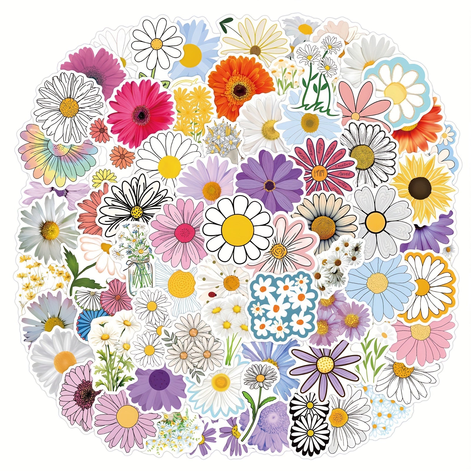 Whimsical Daisy & Wildflower Vinyl Sticker Pack