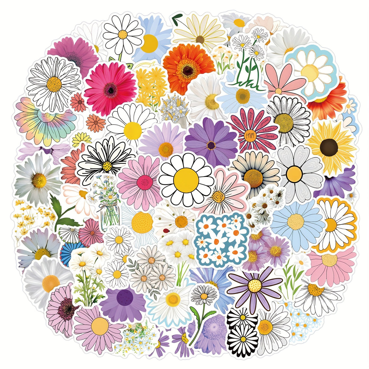 Whimsical Daisy & Wildflower Vinyl Sticker Pack