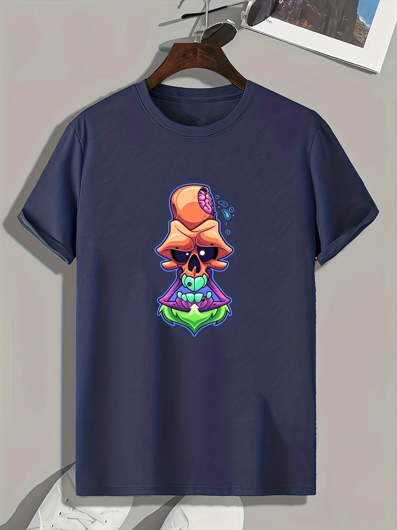 Skull Cartoon Print Men's Graphic Tee Casual Comfy Summer T shirt