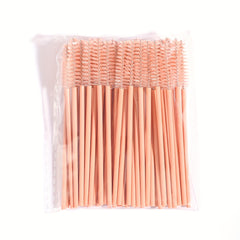 50pcs Khaki Eyelash Brushes for Eye Lash and Eyebrow Application
