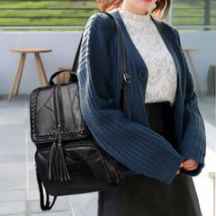 Minimalist PU Leather Women's Backpack Youth Bagpack