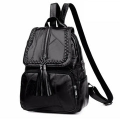 Minimalist PU Leather Women's Backpack Youth Bagpack