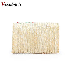 Summer Cherry & Banana Straw Messenger Bag