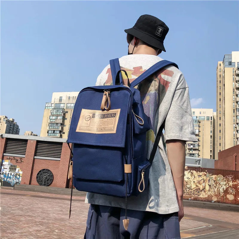 Canvas Travel Computer Backpack Couples College Style School Bag