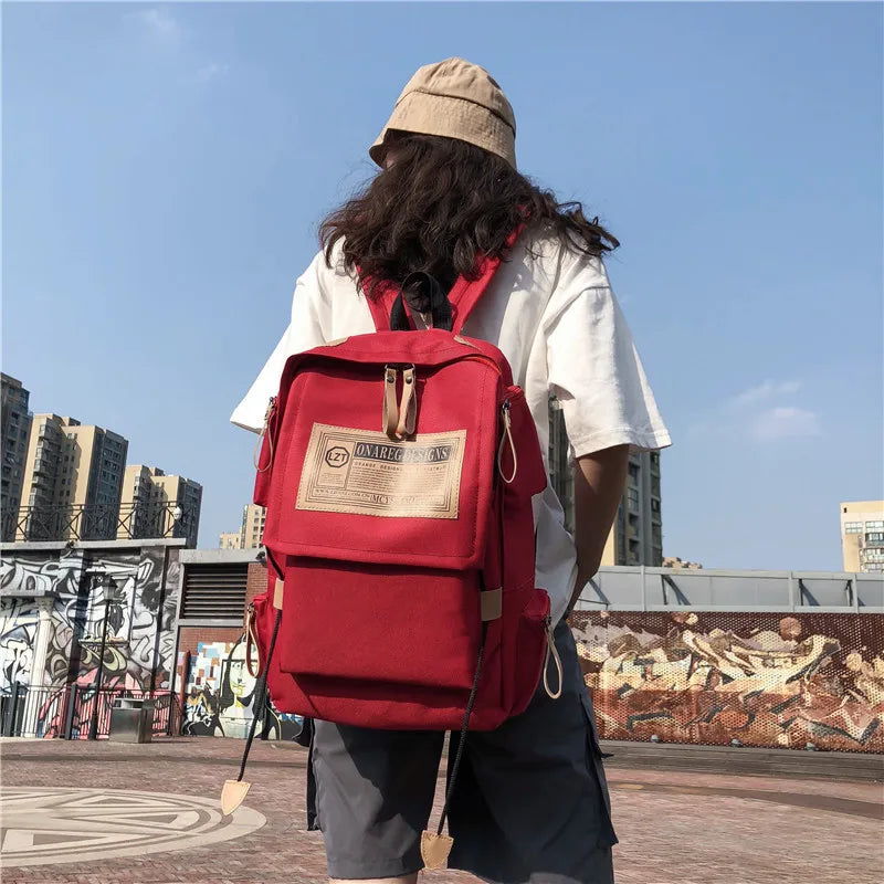 Canvas Travel Computer Backpack Couples College Style School Bag