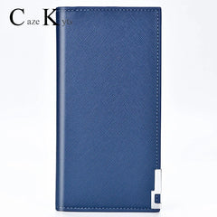 Men's Long Soft Leather Wallet Cross Pattern Ultra-Thin Wallet