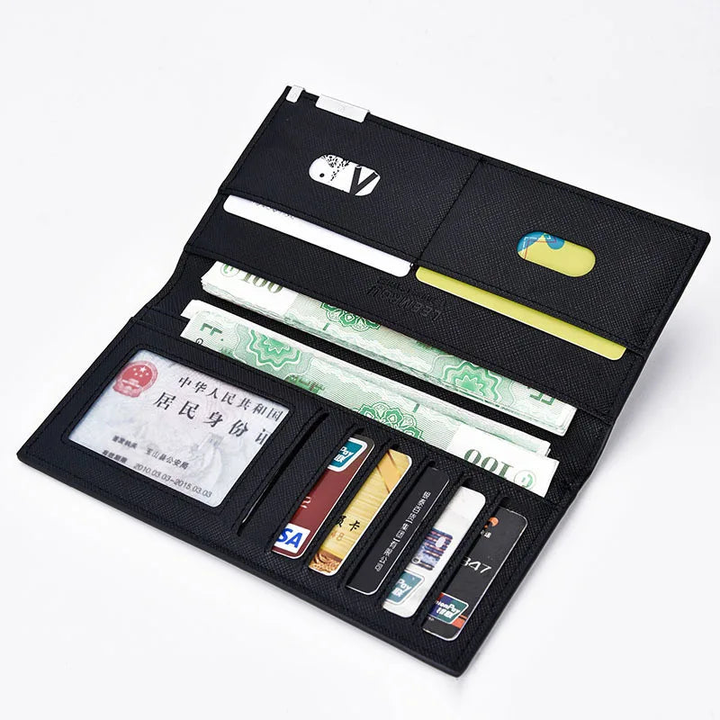 Men's Long Soft Leather Wallet Cross Pattern Ultra-Thin Wallet