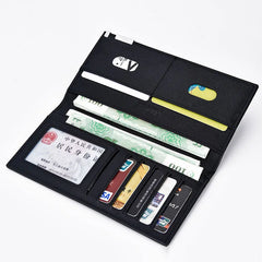 Men's Long Soft Leather Wallet Cross Pattern Ultra-Thin Wallet