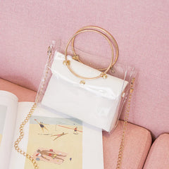 Clear PVC Jelly Women Bucket Bag Small Shoulder Chain Crossbody Messenger