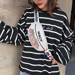 Cartoon Canvas Waist Bag Korea Waist Pack Case Shoulder Bag For Girl