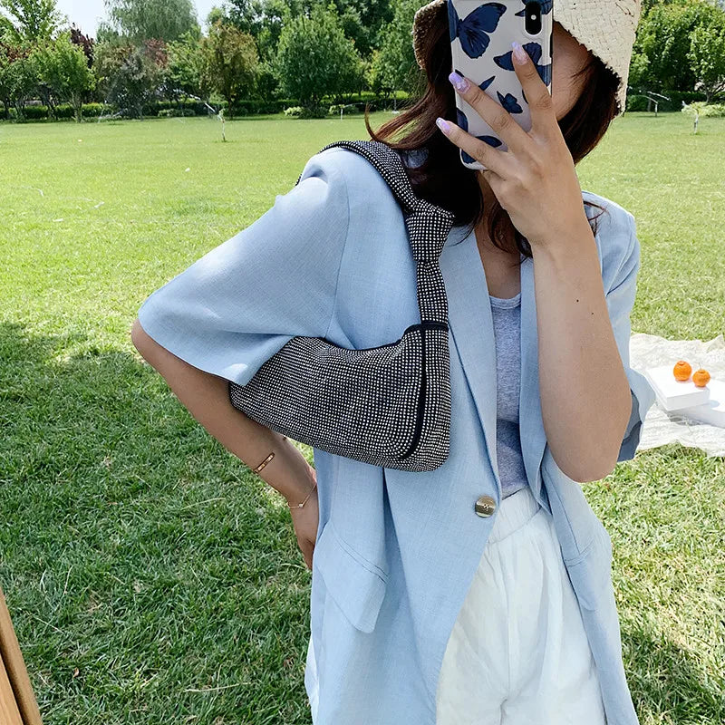 Women Pu Leather Shoulder Bag Retro Clutches Small Handbags Silver