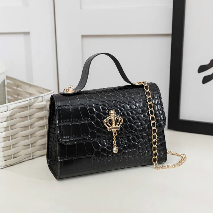 Women Lightweight Crossbody Bag PU Leather Crocodile Pattern Purse