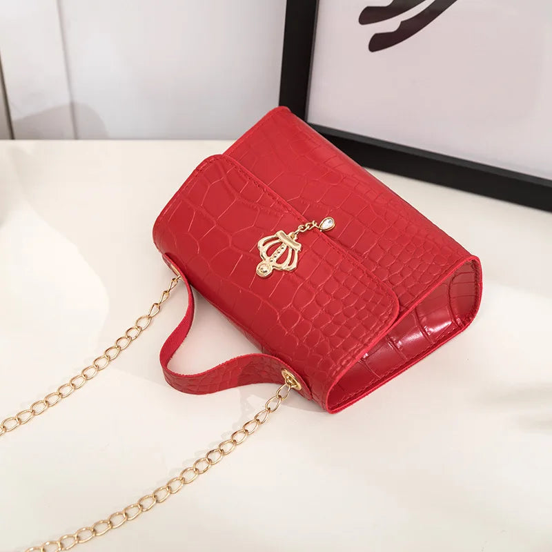 Women Lightweight Crossbody Bag PU Leather Crocodile Pattern Purse