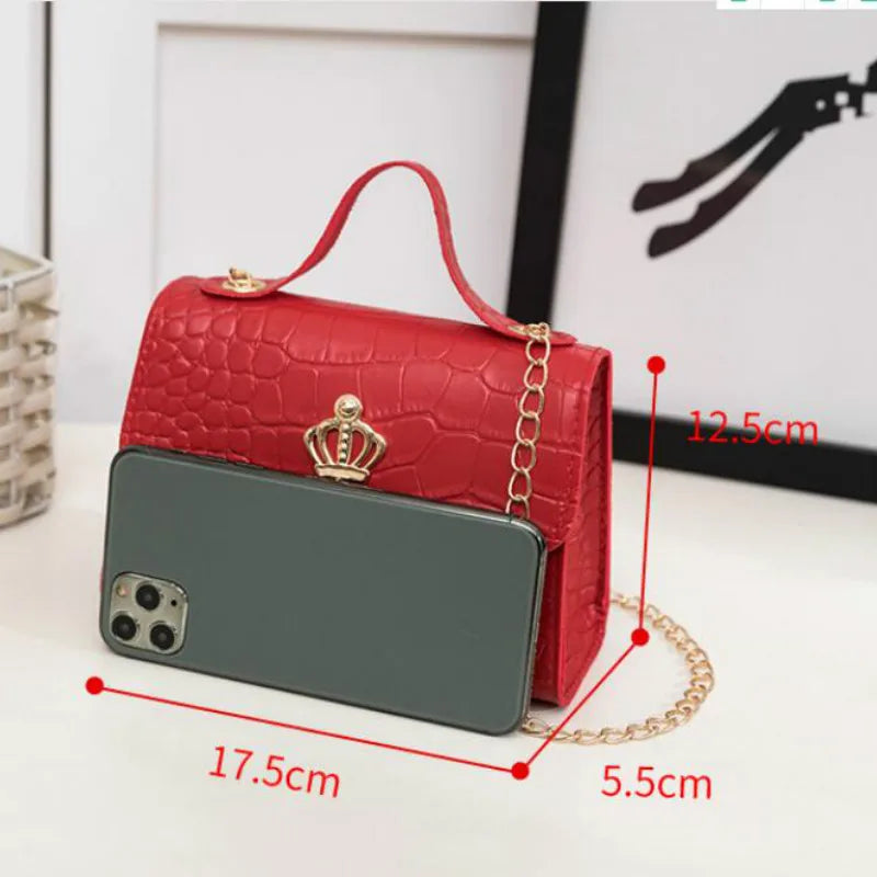 Women Lightweight Crossbody Bag PU Leather Crocodile Pattern Purse