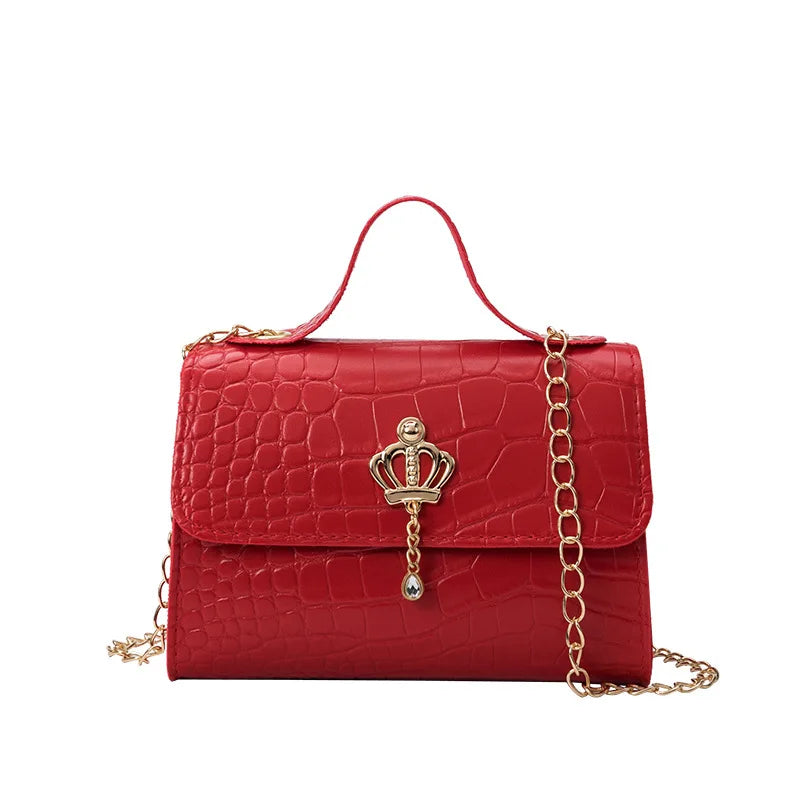 Women Lightweight Crossbody Bag PU Leather Crocodile Pattern Purse