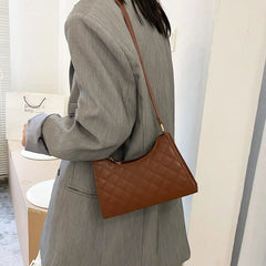 Leather Shoulder Bag Check Pattern Travel Crossbody Pouch Handbag