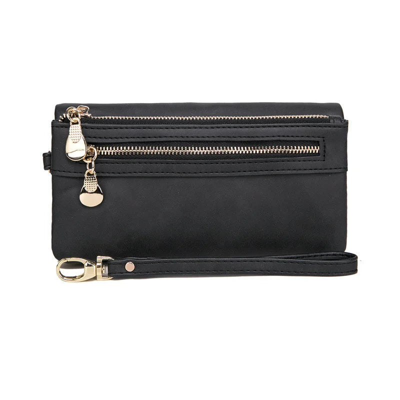 Zipper Purses Women's Wallets Envelop Long Wallet Soft PU Leather Money Bag