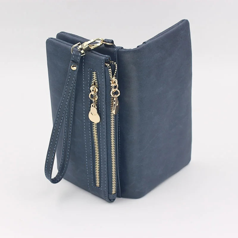 Zipper Purses Women's Wallets Envelop Long Wallet Soft PU Leather Money Bag