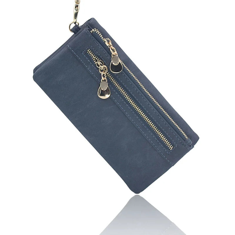 Zipper Purses Women's Wallets Envelop Long Wallet Soft PU Leather Money Bag