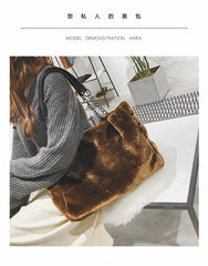 Hot Ladies Plush Handbags Large Capacity Pure