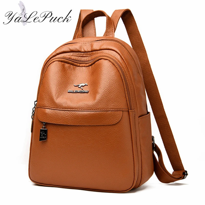 Women Leather Backpacks Shoulder Bag High Capacity for Travel