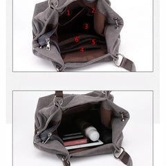 Kvky Large Pocket Canvas Casual Tote Bag for Women
