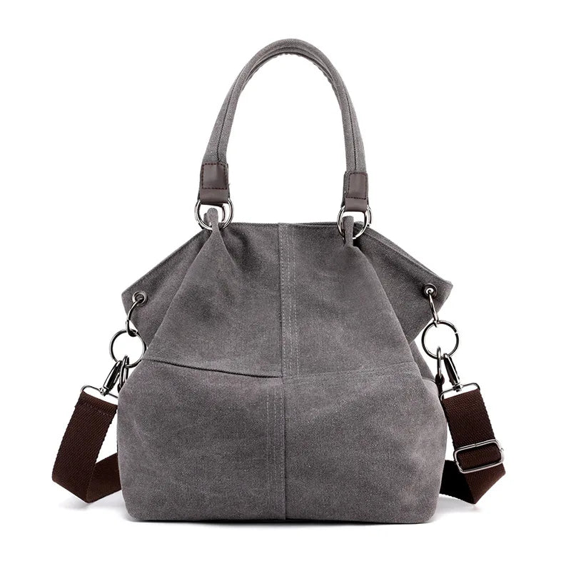 Kvky Large Pocket Canvas Casual Tote Bag for Women
