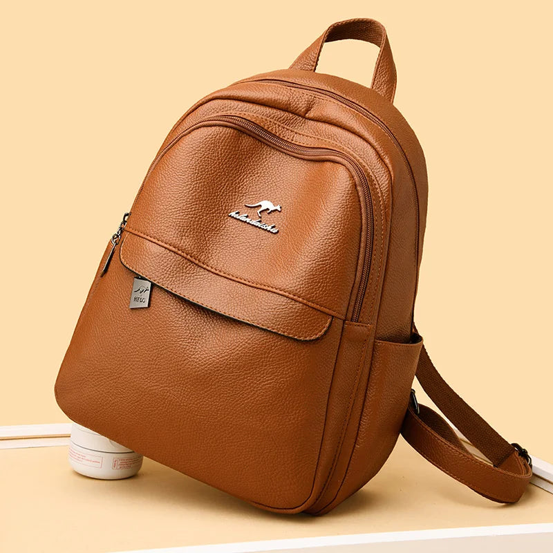 Leather Backpacks High Ladies Bagpack Backpack Casual Large Capacity