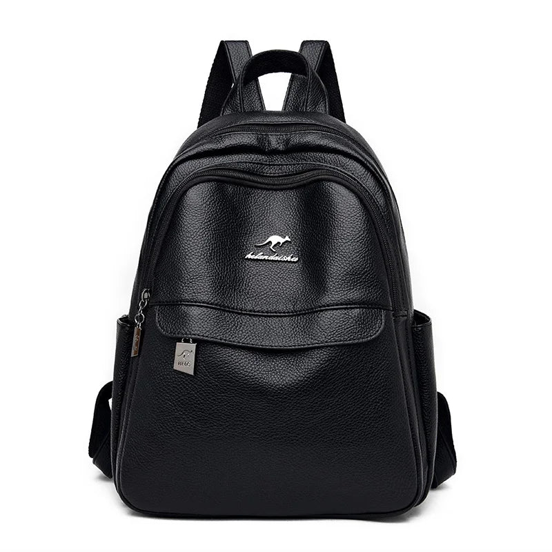 Leather Ladies Travel Backpack Casual Large Capacity Bagpack