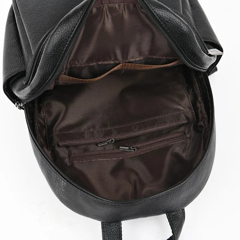 Leather Ladies Travel Backpack Casual Large Capacity Bagpack