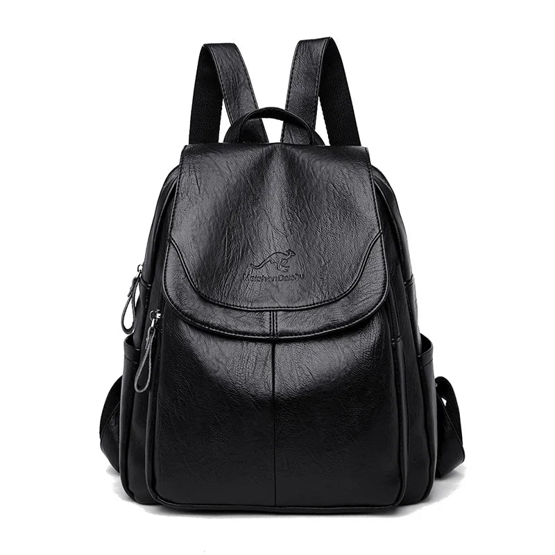 Women Leather Backpack High School Travel Bags Girls mochila feminina